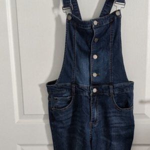 Skinny Button Overalls, Size L